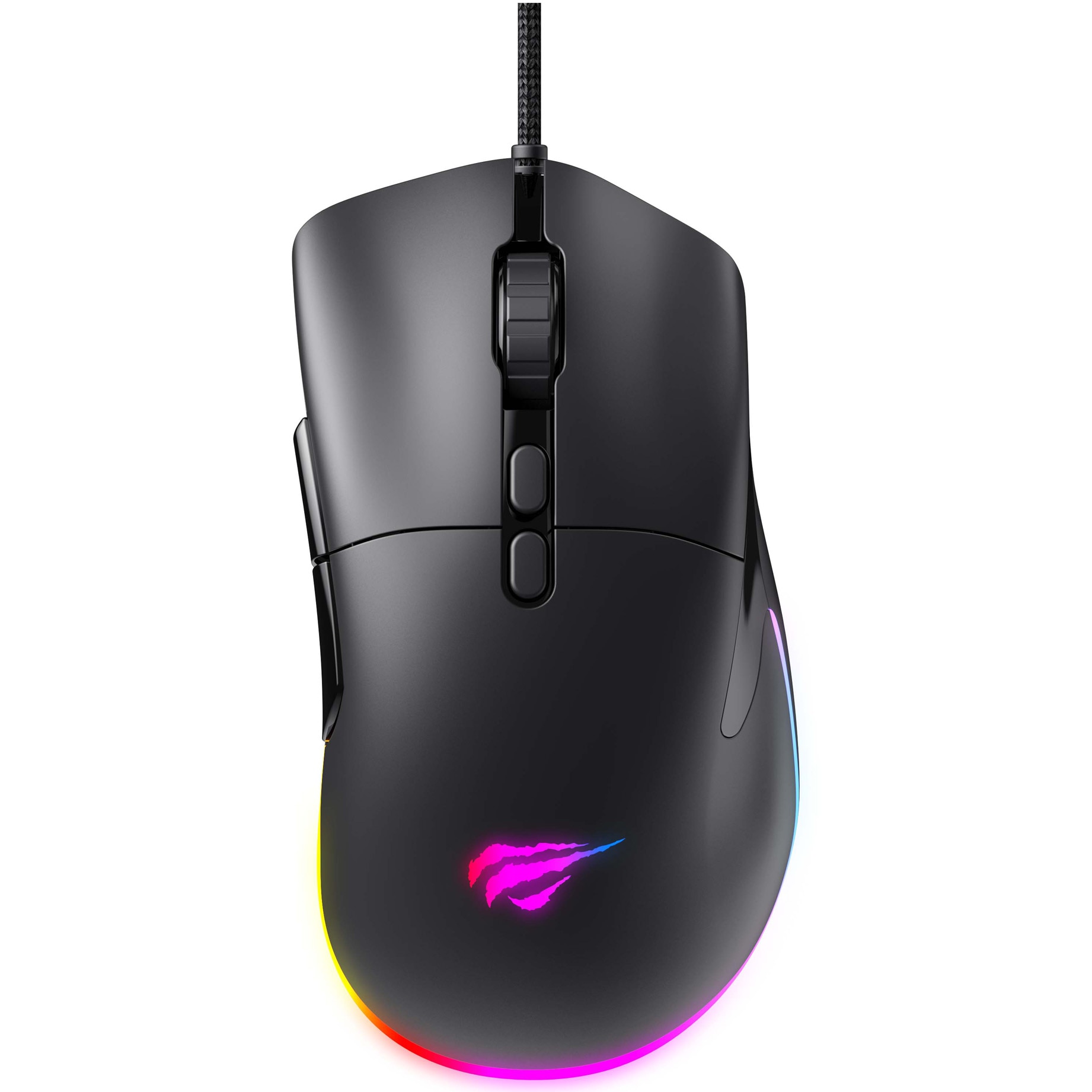 Mouse gaming HAVIT MS954, RGB, 12000 dpi, 7 butoane, senzor PixArt PAW3327, greutate ajustabila, USB, Negru