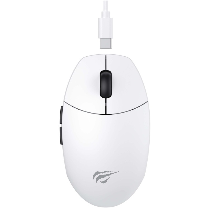 Геймърска мишка HAVIT MS1039W, 7400 dpi, 6 бутона, Dual mode USB / Wireless, 400mAh, Бяла