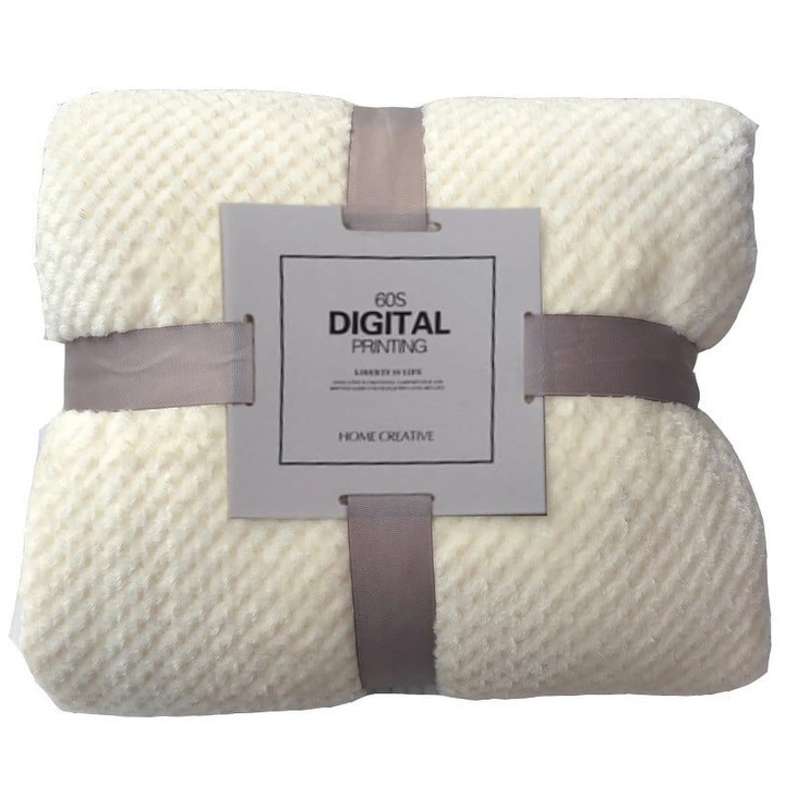 Patura alba, poliester, moale, 45x65cm/70x100cm/100x150cm, set 1 bucata