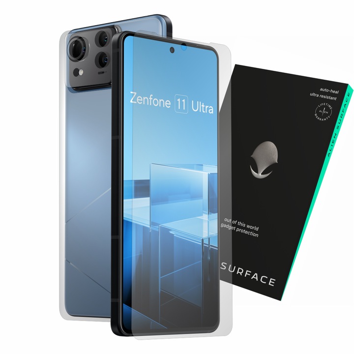 Asus Zenfone 11 Ultra-val kompatibilis védőfólia, képernyő, hátlap és kamera borítás, Alien Surface