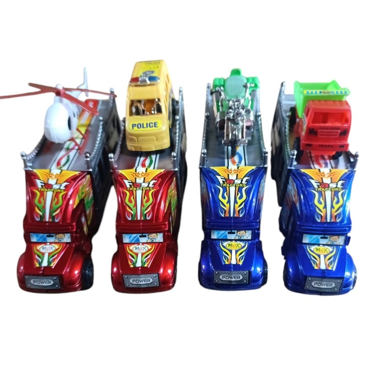 Camioane transportatoare cu vehicule diverse, 24x6cm