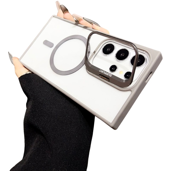 Husa protectie telefon, TREXORA, Policarbonat, Pentru Samsung Galaxy S25 Ultra, Gri/Transparent