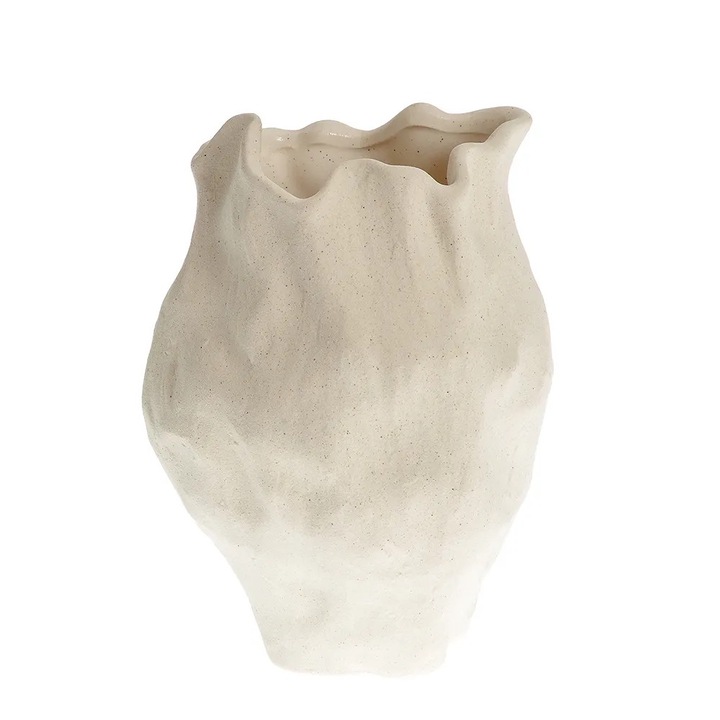 Vaza ceramica bej cu forme neregulate 18 cm, Meli Melo Paris