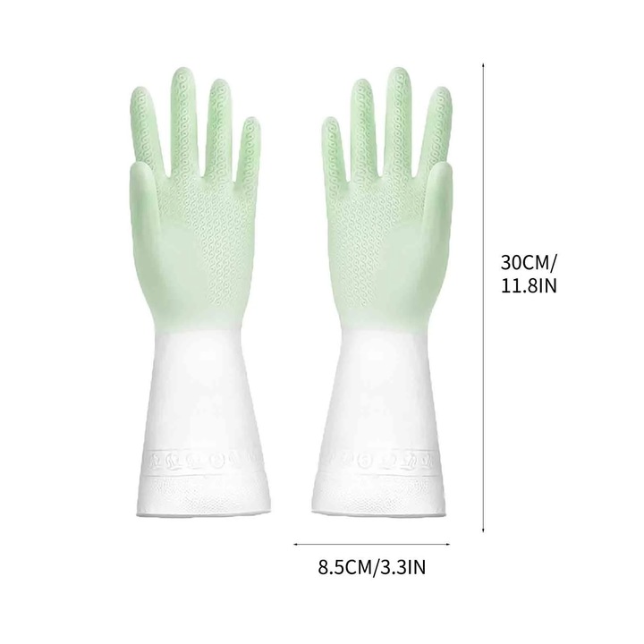 YANYXR, vastag gumikesztyű takarításhoz, csúszásgátló textúrával, BCS2908008, zöld/fehér, 30 cm