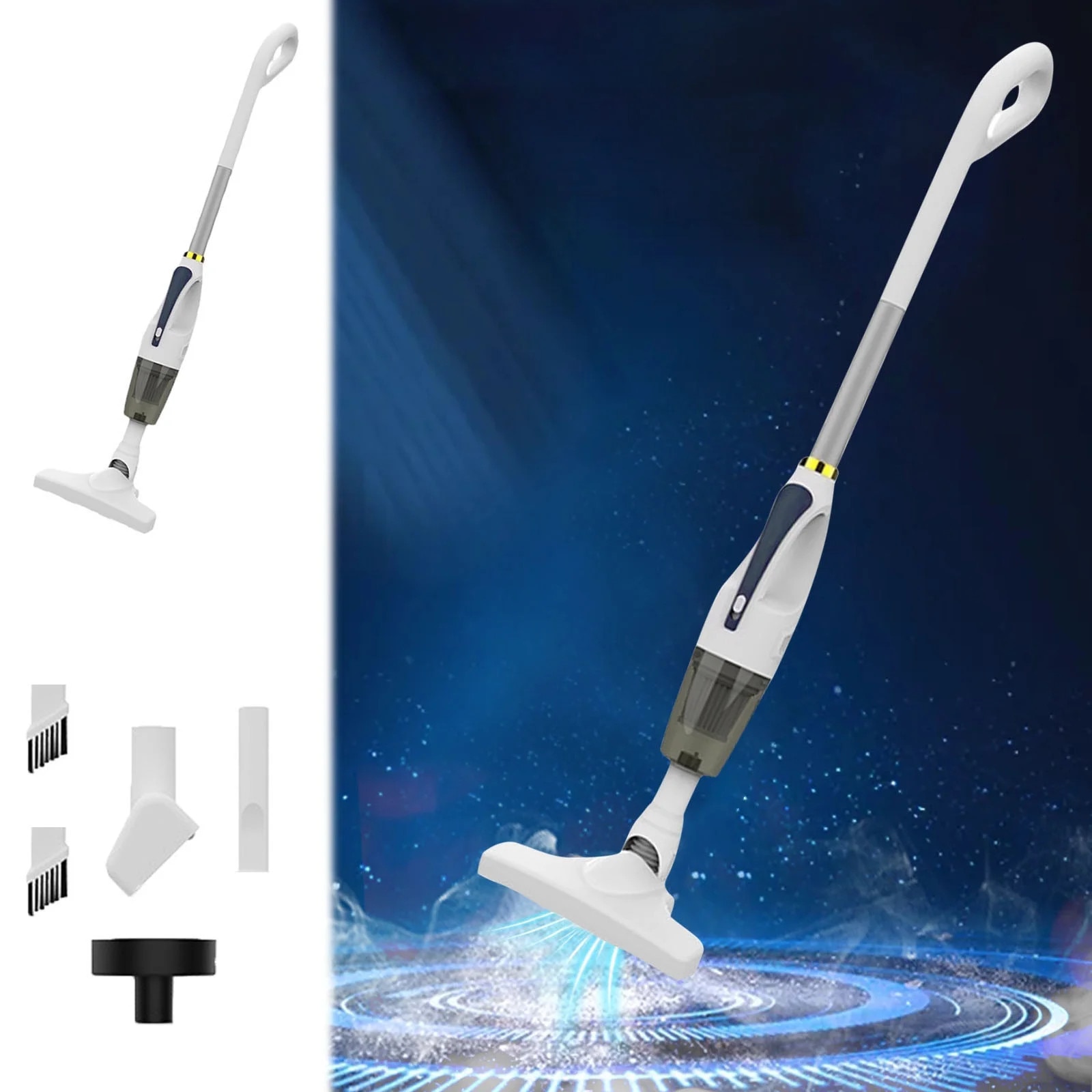 Aspirator de mana fara fir, multifunctional, 60W, 3.7V, 30min autonomie, alb, 105cm