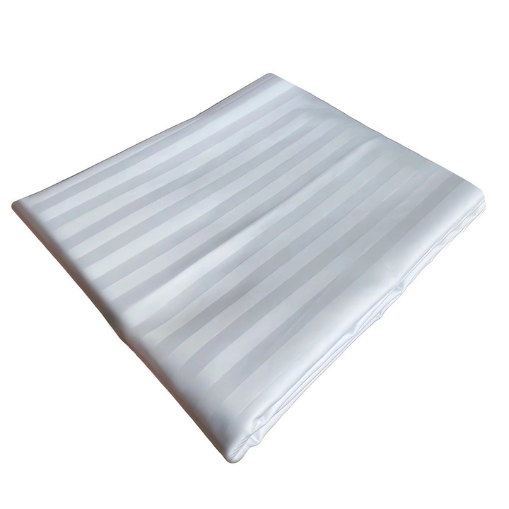 Lenjerie de pat satin alb, 230x220cm, poliester