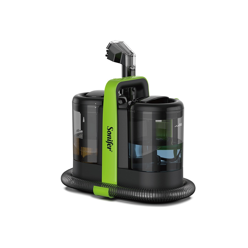 Solutie pentru curatarea covoarelor, Sonifer, 11Kpa, 450W, Curatator portabil pentru pete si tapiterie pentru covoare, Comutator cu o singura cheie, 2 perii diferite, cu maner, pentru pete de animale de companie, canapea, scaun auto, mobilier, negru/verde