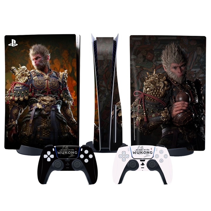 Комплект защитни фолиа за конзола/аксесоари за PS5 дисково издание, Hggzeg, Комплект фолио за защита на конзолата и фолиа за геймпад, Устойчив на прах, отпечатъци и драскотини, Водоустойчив, Лесен за инсталиране и премахване, PVC, 30*44см, Многоцветен