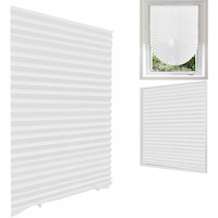 Jaluzea tip rulou, Hggzeg, Jaluzea tip evantai, Semi-opaca, Cu sistem de prindere autoadeziv, cleme fixare, Fara gaurire, Usor de montat, Pentru fereastra dormitorului, baie, bucatarie, Netesut/PVC, 60*150cm, Alb