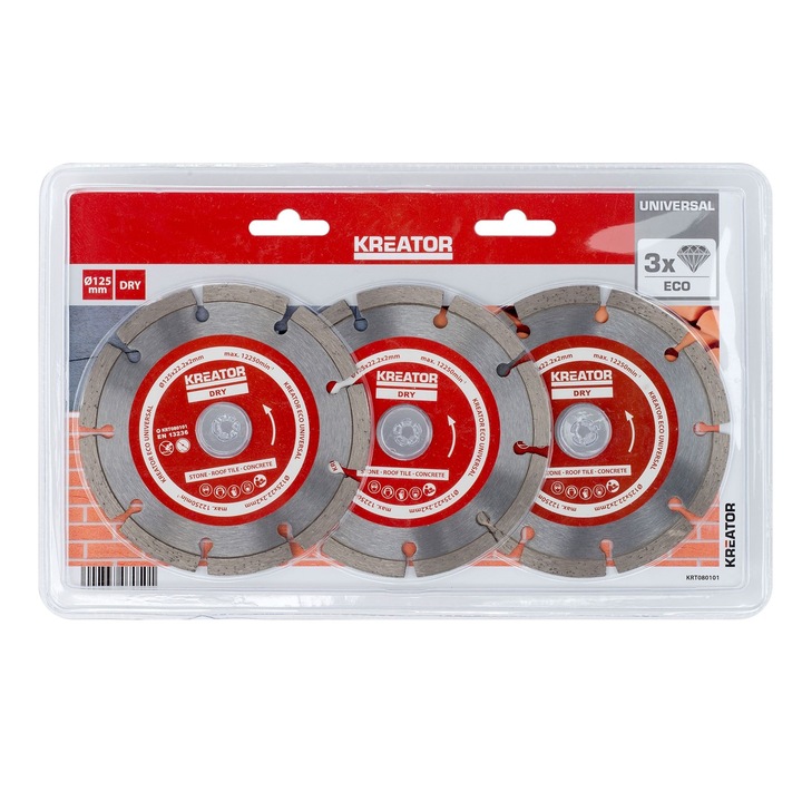 Set trei discuri diamantate universale Kreator, KRT080101, 125mm