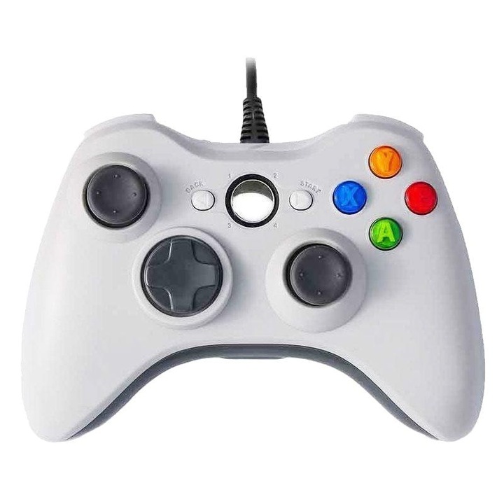 Controller Dual Shock Macvi® pentru PC, Alb, cu Cablu USB de 2, 5 m