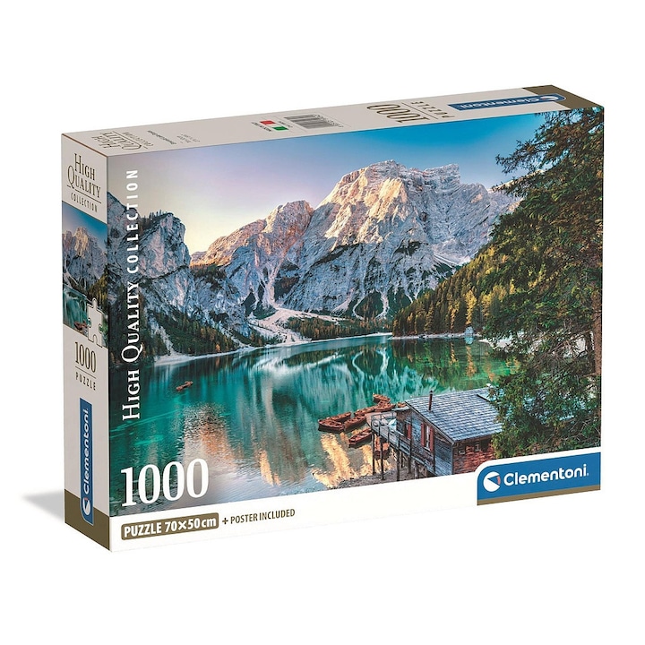 Компактен пъзел Clementoni, Италия Lake Braies 1000 части