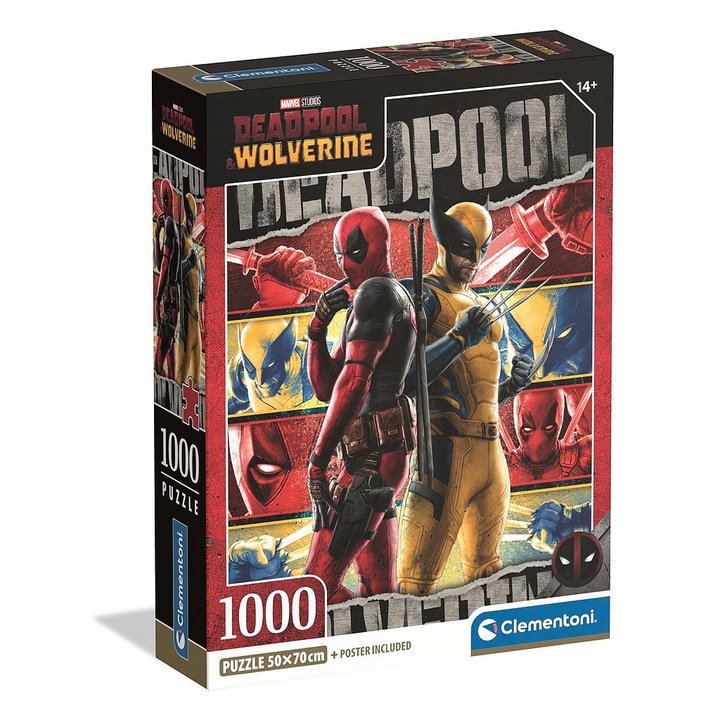 Компактен пъзел Clementoni, 1000 части, Deadpool & Wolverine