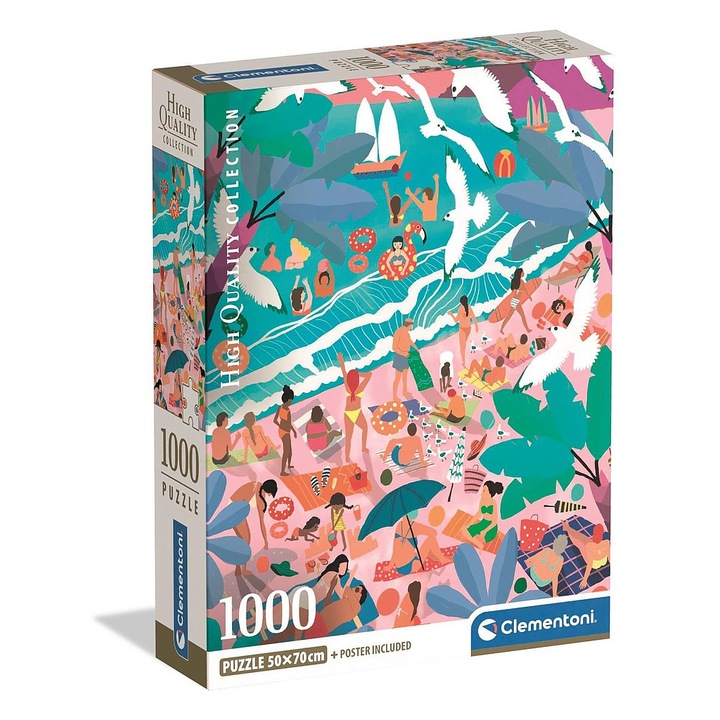 Компактен пъзел Clementoni, Beach Sunday 1000 части