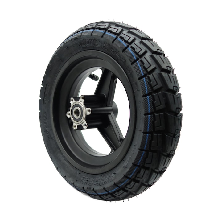 Roata frontala 10x2.75-6.5" cu pneu tubeless, INOPARTS, negru, set complet pentru trotineta electrica