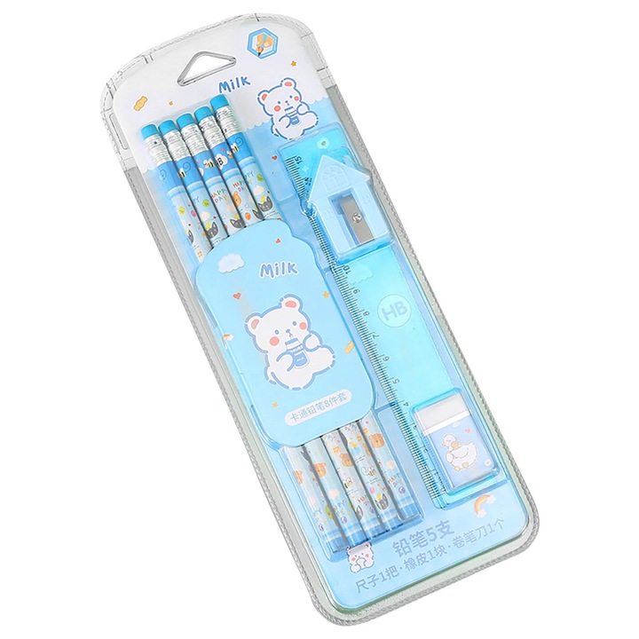 Set creioane YANYXR 8 piese colorate albastru