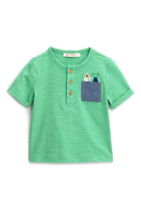 Original Marines, Pamutpóló mellzsebbel, Sötétkék/Világoszöld