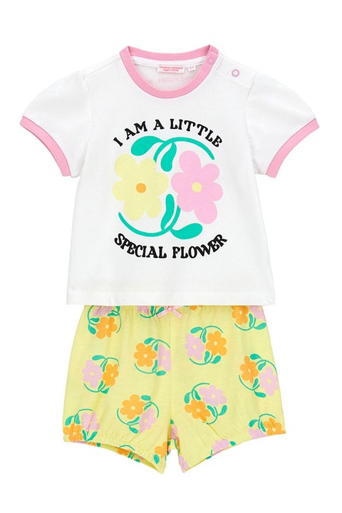 Original Marines, Pijama scurta cu imprimeu floral, Alb/Galben pal/Roz