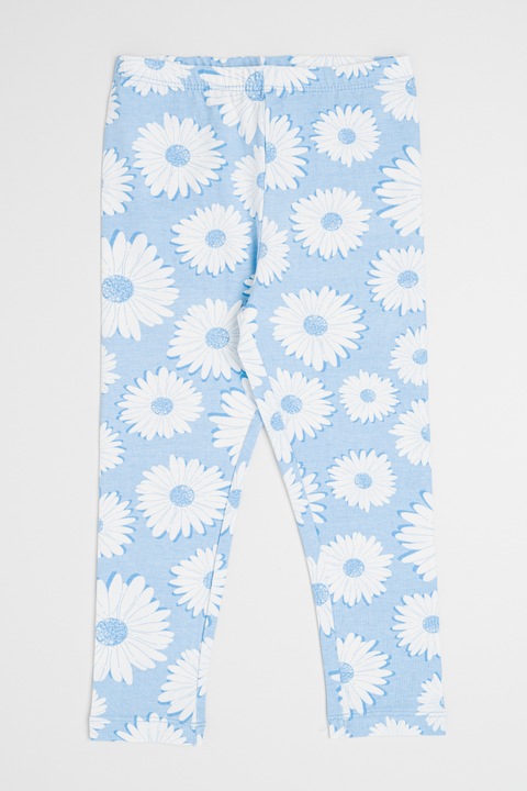 Original Marines, Középmagas derekú virágos leggings, Fehér/Világoskék