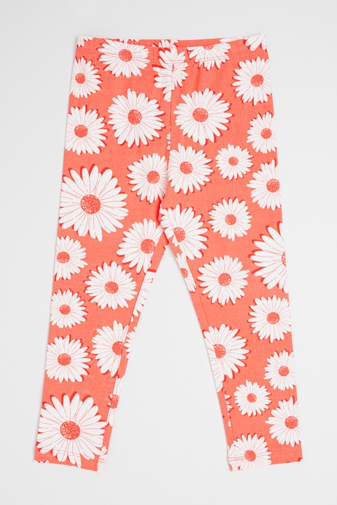 Original Marines, Középmagas derekú virágos leggings, Fehér/Korallszín