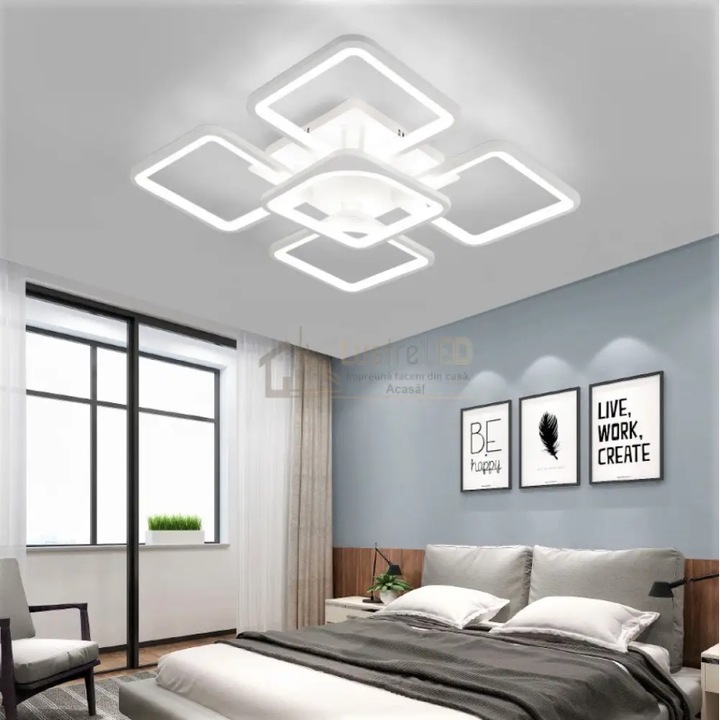 Квадратен LED полилей JIJU® с 2.4G wifi дистанционно управление с регулируем интензитет на светлина/студено/топло/неутрално