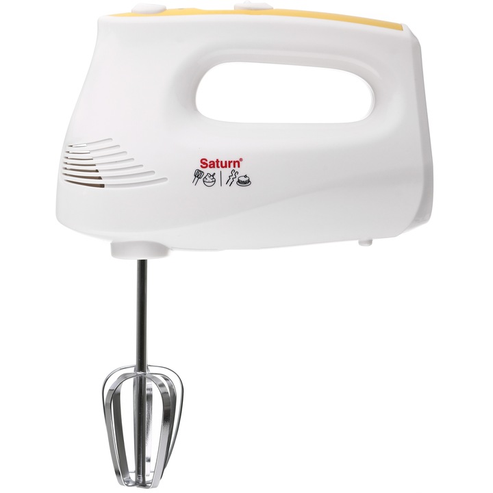 Ръчен миксер Saturn ST-FP1060, 200W, 5 скорости, 2 чифта приставки за месене и за разбиване, Бутон за премахване на принадлежностите