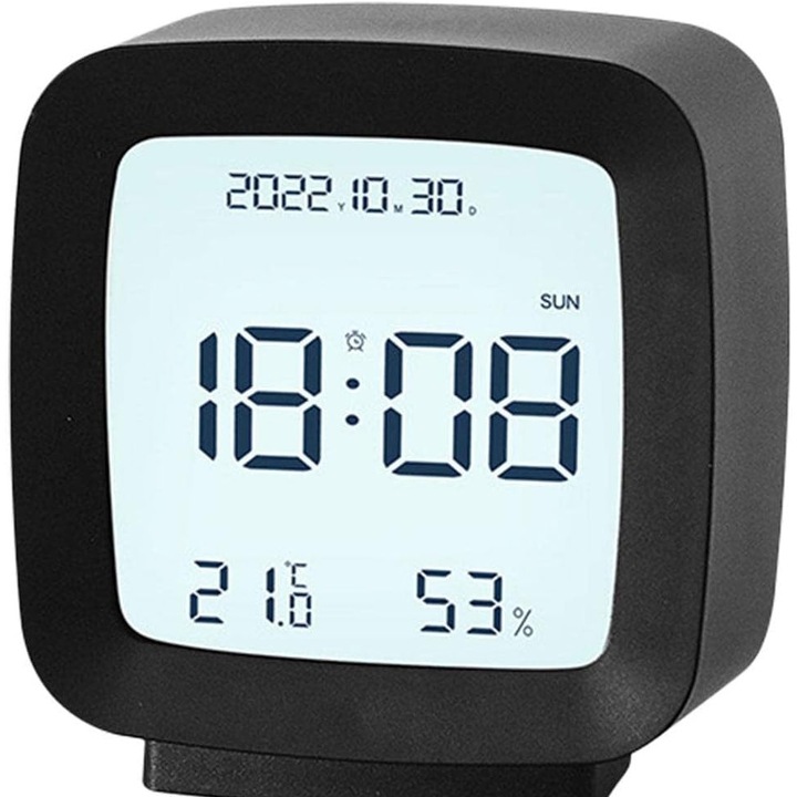 Ceas desteptator digital Ayawaska, afisaj LCD, functie Snooze, negru, 7.8x4x8.3cm