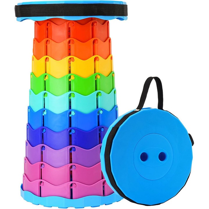 Hordozható összecsukható szék, teherbírás 250 kg, állítható, átmérő 25 cm, súly 0,9 kg