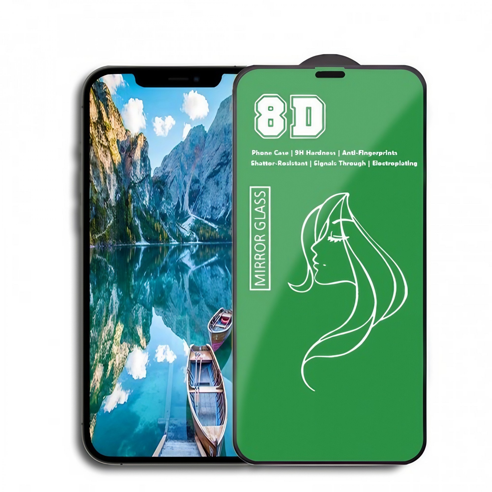 Folie de Protectie, pentru iPhone 15 Plus, Tempered Glass Mirror 8D, Efect Oglinda, HD, Verde