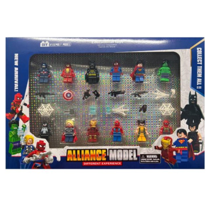 Комплект фигури Super Heroes Alliance, 12 бр, С аксесоари, Многоцветен, 5 см