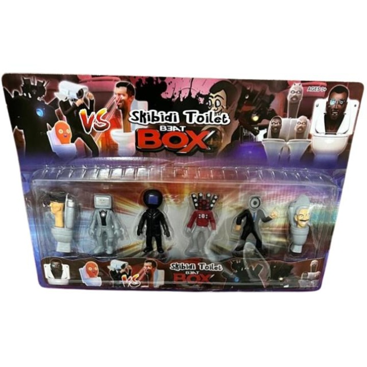 Set Skibidi Toilet, 6 Figurine, multicolor, 9cm