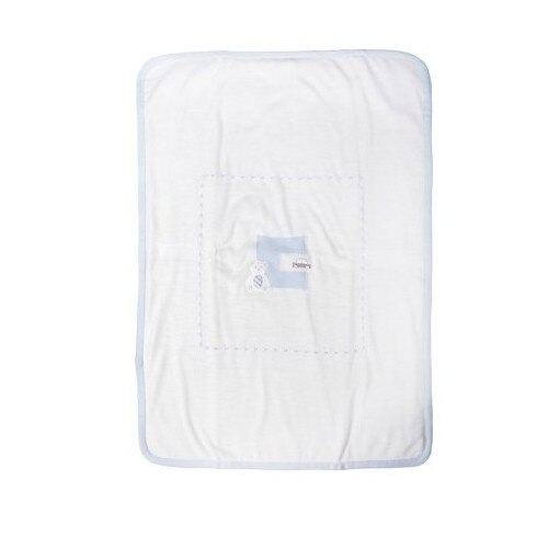 Patura pentru bebelusi cu detaliu masinuta si ursulet Lusie, 70 x 100 cm, Alb