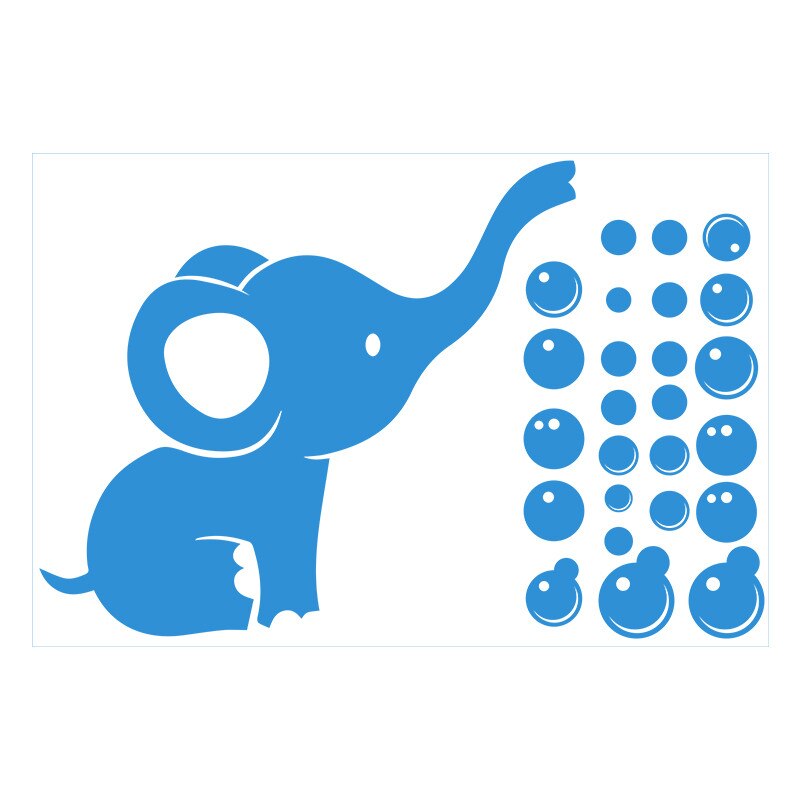 Sticker Decorativ - SMAER - Elefant - 60cm x 40cm - Albastru Deschis