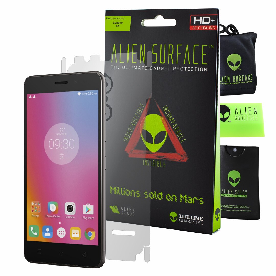 Folie Alien Surface HD, Lenovo K6, protectie spate, laterale + Alien Fiber cadou