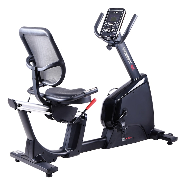 Bicicleta fitness orizontala TOORX BRX-R300, Spatar recuperare, Volanta 14 kg, Utilizator 150 kg, Kinomap, Bluetooth, Suport telefon/tableta