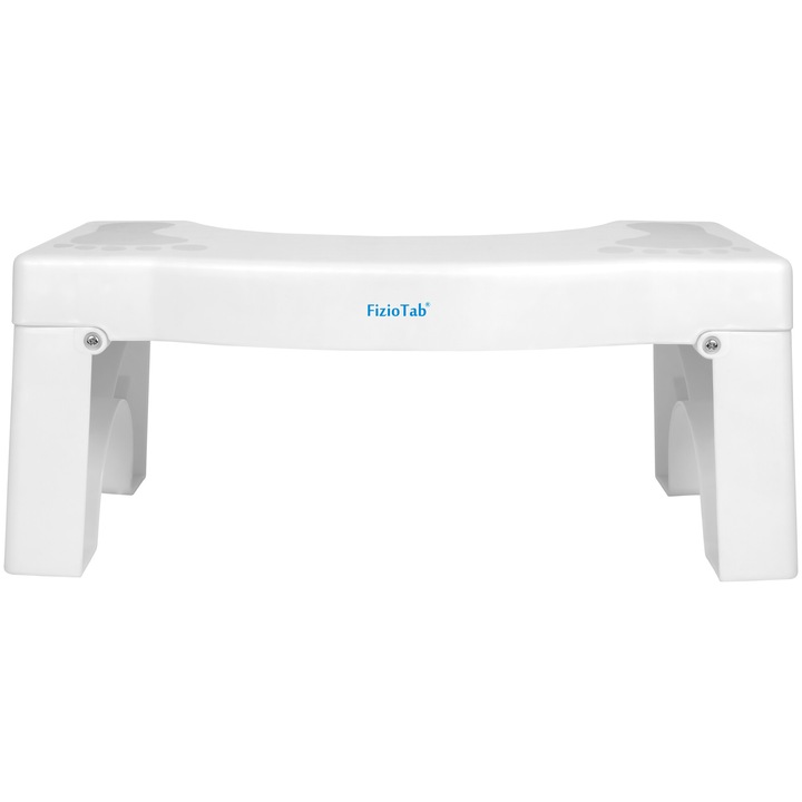Taburet Pliabil WC FizioTab®, Impotriva Constipatiei si Hemoroizilor, Suport Picioare Pentru Pozitia Ghemuit Pe WC, Adulti si Copii, Plastic Rezistent, 1 buc, Alb, Inaltime 17 cm