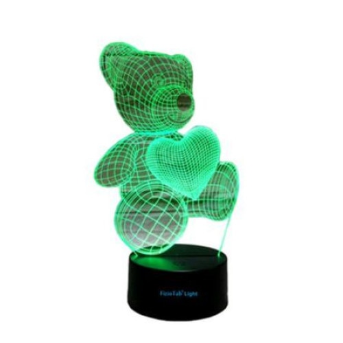 Lampa De Veghe 3D LED Ursulet, FizioTab® Light, 7 Culori, Lumina Ambientala, Alimentare USB