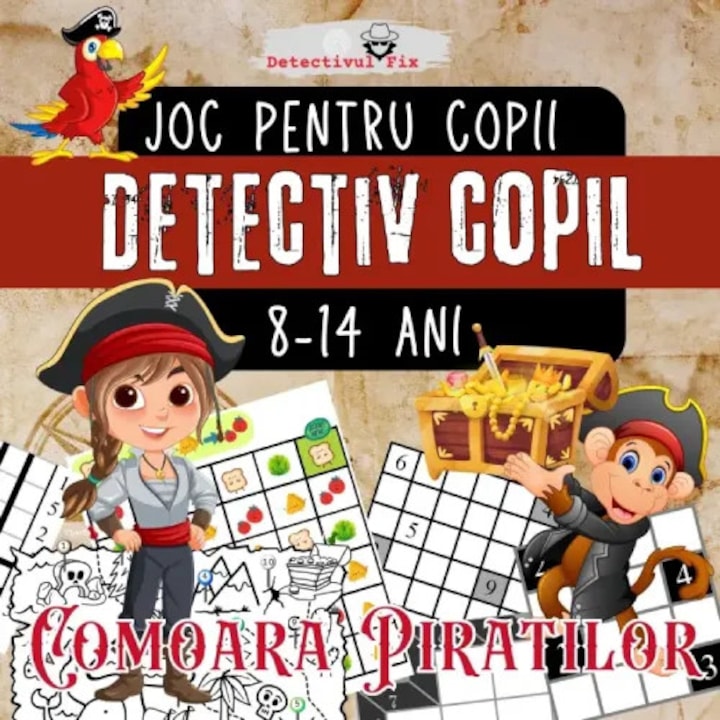 Joc Dosar Detectiv pentru Copii 8-14 ani, Detectivul Fix, Caz: Comoara Piratilor, MAGIA CARTII, Colectia DetectivulFix, Seria OpinPuk