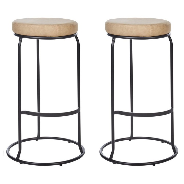 Set de 2 scaune de bar Milroy Piele ecologica Bej