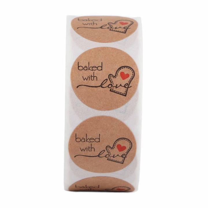 Barna kraft öntapadó címkék, Enforose, 500 db-os készlet, tartós ragasztó, egyedi kivitel