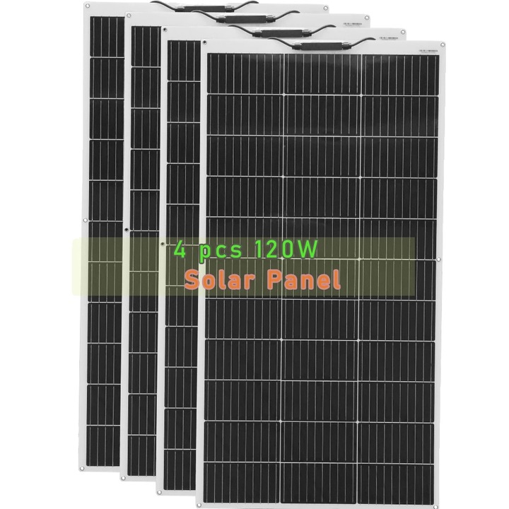 Panou solar flexibil, 480W, eficienta 24%, 4 panouri, 1065x550x3mm, negru