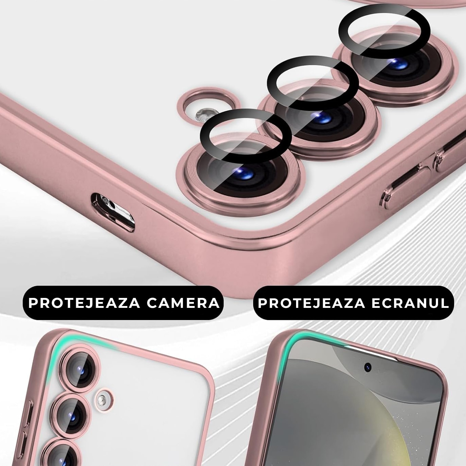 Husa pentru Samsung Galaxy A56 5G DaDen® MagSafe Luxury compatibil cu protectie camera, Ultra Protectie, Transparent cu margini verzi inchis