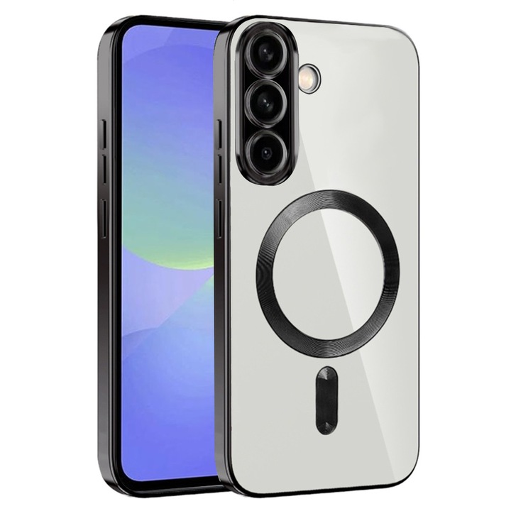 Калъф за Samsung Galaxy A56 5G DaDen® MagSafe Luxury съвместим със защита на камерата, Ultra Protection, Прозрачен с черни ръбове