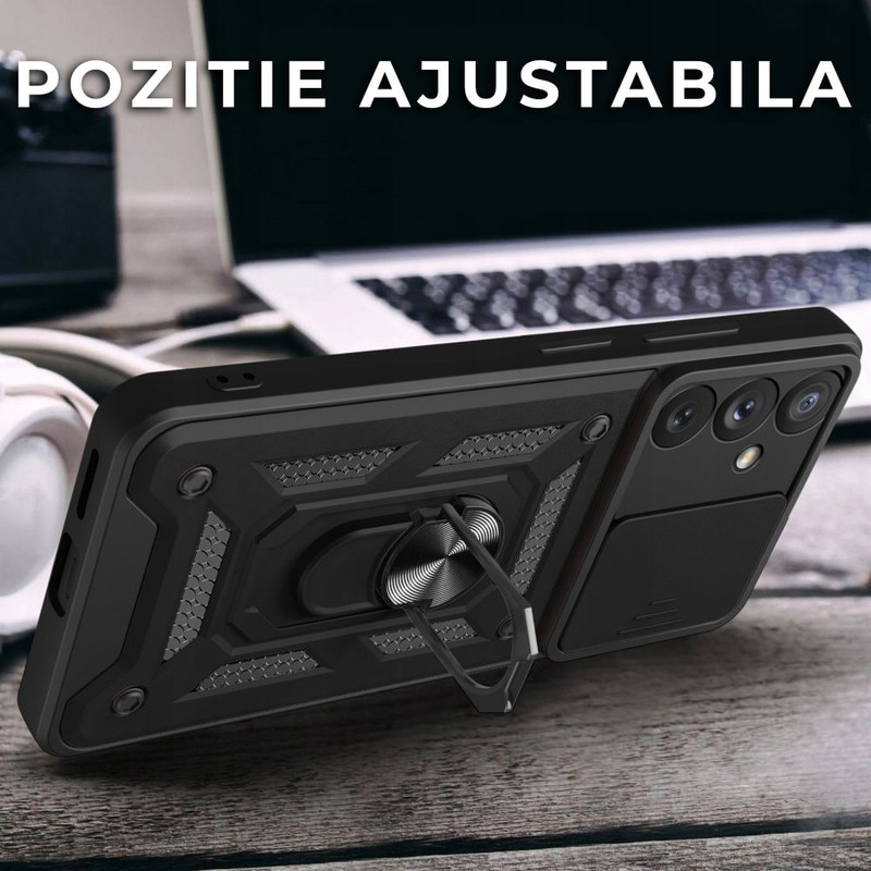 Husa pentru Samsung Galaxy A36 5G DaDen Hybrid Armor Kickstand, Slider Camera, Antisoc, Protectie Superioara, Auriu deschis