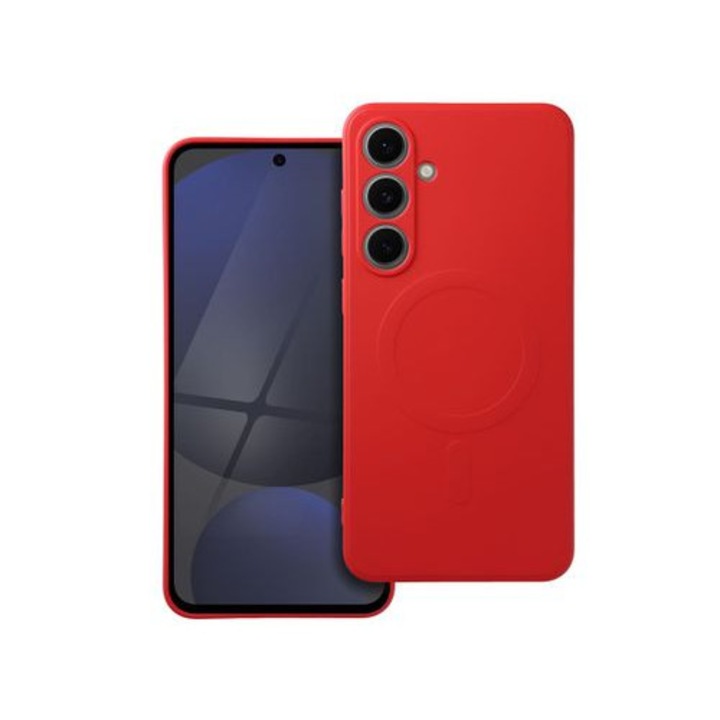 Калъф за Samsung A56 Daden® MagCover Силиконов с MagSafe, Защита на камерата, Удароустойчив, Червен