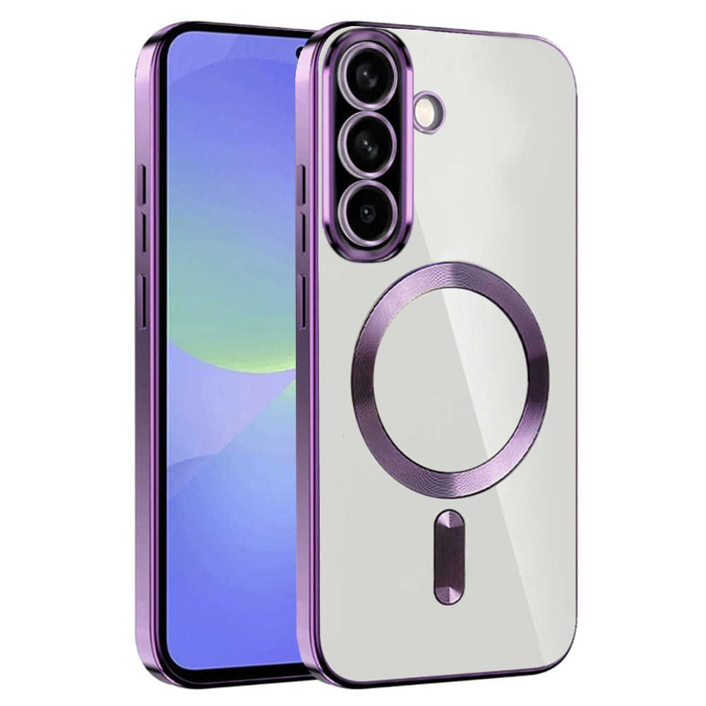 Husa pentru Samsung Galaxy A56 5G DaDen® MagSafe Luxury compatibil cu protectie camera, Ultra Protectie, Transparent cu margini mov