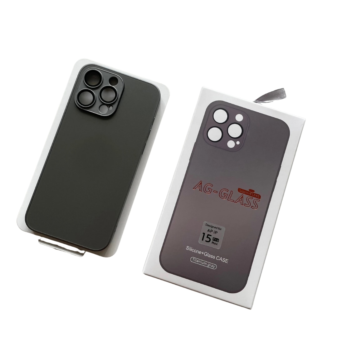 Husa de protectie din sticla Premium AG Glass pentru iPhone 15 Pro Max, negru