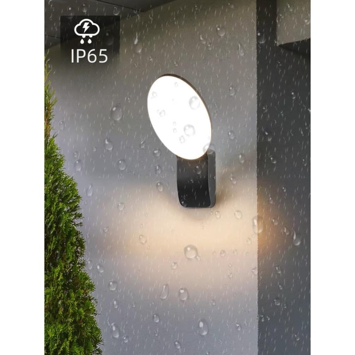 Aplica Led JIJU® pentru iLumina t Exterior, Negru, 12W 3000k 1200lm