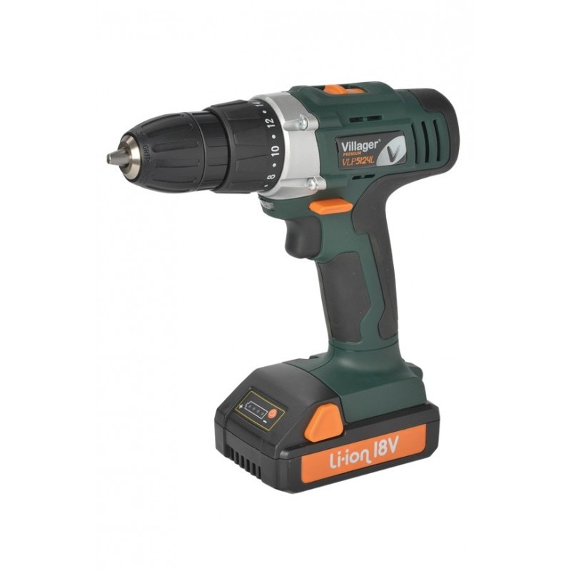 Masina de gaurit si insurubat cu acumulator Villager, Li-ion 18 V / 1.5 Ah, 1. 0 - 350 rpm 2. 0 - 1000 rpm