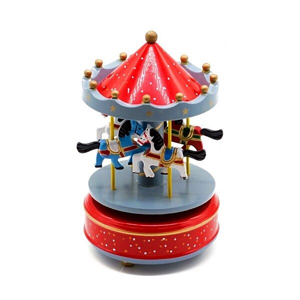 Carusel muzical rosu/bleu rotativ Carousel cutie muzicala cadou botez
